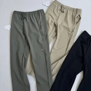 Luxury Designer Lulu Lemon Long Pants Green Down Nylon Spandex Suitable For All Seasons Quick-Drying Outdoor Functionality Autumn Winter