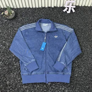 Designer Adidas Jacket Red Denim Exquisite Workmanship High-End Style Winter
