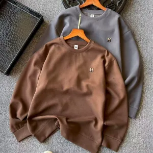 AAA Reps Hermes Sweatshirt Red Cotton Silk Acrylic Milk Honeycomb Weave Simple Design Premium Luxury
