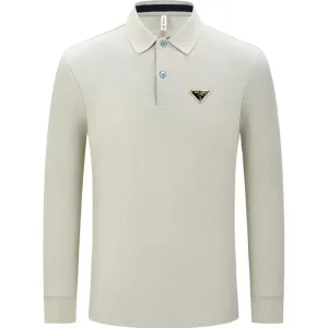 Aaa Designer Prada Cotton Long-Sleeved Polo Shirt For Autumn