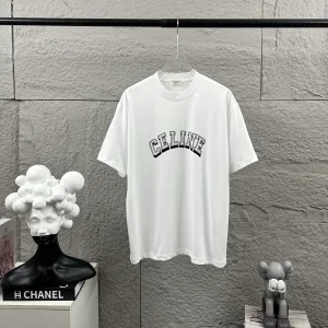 Super Clone Reps Celine Short-Sleeved T-Shirt Black Cotton Spring Summer