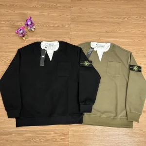 Designer Stone Island Hoodie Green Cotton Pure Exquisite Workmanship Street Style