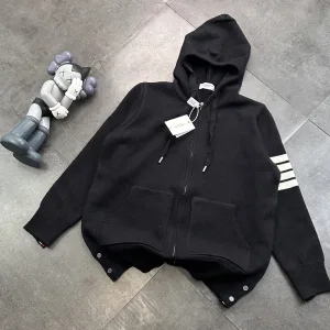 Reps Thom Browne Jacket Brown Wool Blend Relaxed Fit Adjustable Drawstring Spring Autumn