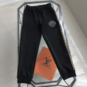Super Clone Fendi Sweatpants Black Cotton Pure Autumn Winter Embroidery