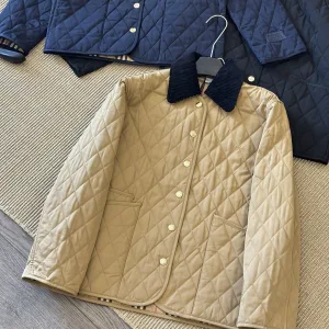 AAA Burberry Long-Sleeved Jacket Red Down Corduroy Patch