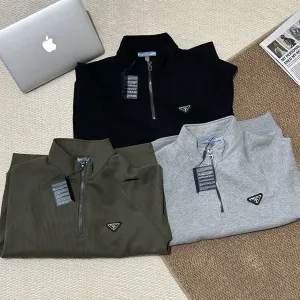 AAA Luxury Prada Hoodie Green Cotton Pure Exquisite Workmanship Street Style Spring Autumn