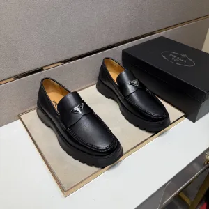 Designer Prada Leather Shoes Color Cowhide Patch