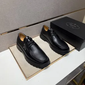 Super Clone AAA Prada Leather Shoes Color Cowhide Patch