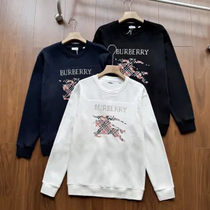 AAA Burberry Sweatshirt Blue Cotton Pure Simple Style Embroidery Heavy