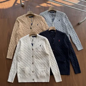 Reps Designer Ralph Lauren Outerwear Red Cotton Cable Knit Easy To Match