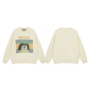 Luxury Gucci Hoodies Ash Cotton Pure Relaxed Fit Exquisite Tailoring Plastisol Printing