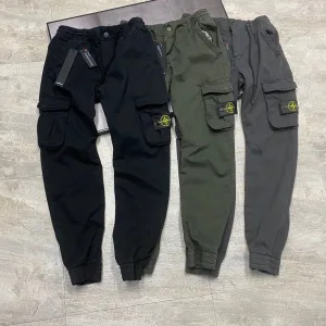 Reps High Quality Stone Island Work Pants Green Cotton Pure Fleece