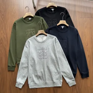 High Quality AAA Loewe Sweatshirt Red Cotton Pure Simple Design Embroidery 3D