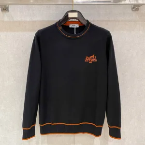 Super Clone High Quality Hermes Sweater Ash Wool Blend Easy To Match Winter