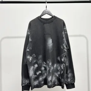 Designer High Quality Balenciaga Long-Sleeved T-Shirt Red Cotton Pure Autumn Neckline Stitching
