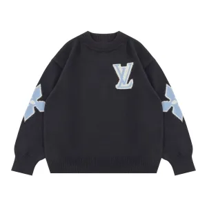 Reps Louis Vuitton Sweater Blue Wool Blend Jacquard