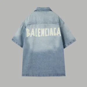 Designer Balenciaga Vest Ash Cotton Denim Winter