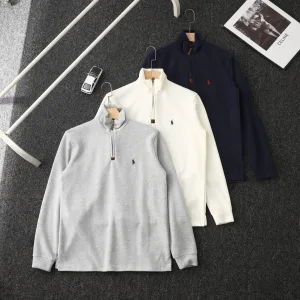 Super Clone Ralph Lauren Long-Sleeved Sweatshirt Red Cotton Relaxed Fit Embroidery