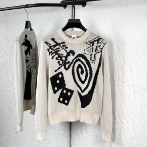Luxury Nike Sweater Black Wool Jacquard Streetwear