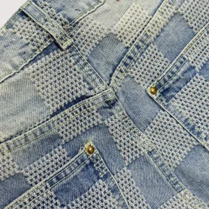 AAA Louis Vuitton Jeans Red Cotton Twill Jacquard Denim Spring Early Contrasting Stitching