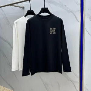 Luxury Hermès Cotton Long-Sleeved T-Shirt For Fall