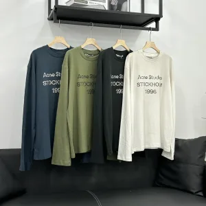 Luxury Designer Acne Studios Long-Sleeved T-Shirt Red Cotton