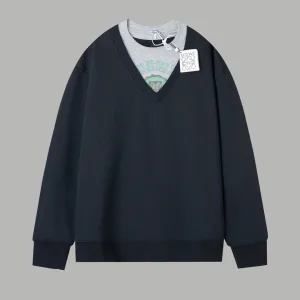 AAA High Quality Loewe Hoodie Red Cotton Pure Silk Autumn Early Color Blocking