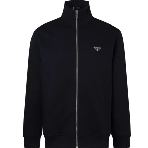 Luxury Prada Coat Black Fleece Ribbed Fabric Embroidery