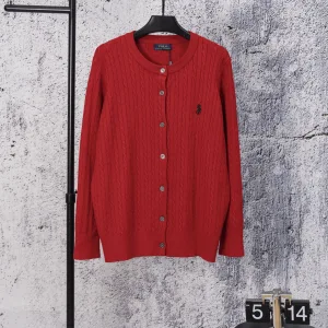High Quality Super Clone Ralph Lauren Long-Sleeved Red Cotton Cable Knit Easy To Match