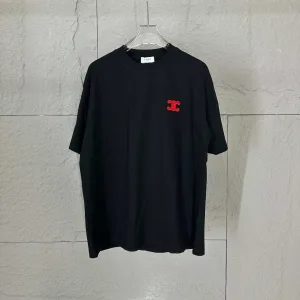 Super Clone High Quality Celine Short-Sleeved T-Shirt Red Cotton Spring Summer