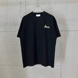 Super Clone Designer Ami Short-Sleeved T-Shirt Black Cotton Spring Summer