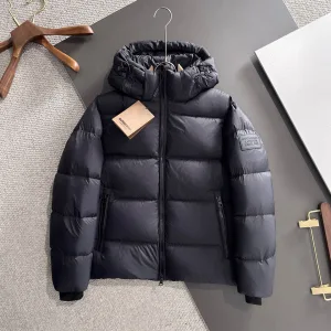 Luxury Burberry Down Jacket Red Goose Duck Nylon Premium Quality Zippered Pocket