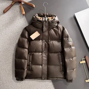 Designer Burberry Down Jacket Red Goose Duck Nylon Premium Quality Zippered Pocket