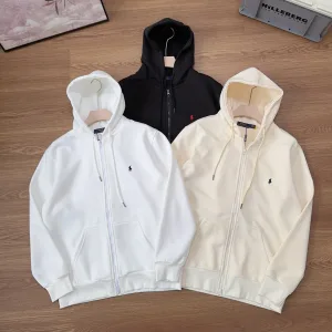 High Quality Designer Ralph Lauren Jacket Black Cotton Soft Polyester Fleece