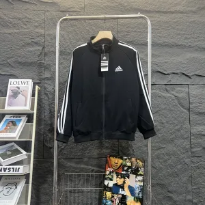 High Quality Super Clone Adidas Long-Sleeved Shirt Red Cotton Air Spring Zippered Pocket