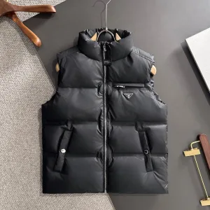 Luxury Prada Down Jackets Red Goose Duck Nylon Premium Quality Zippered Pocket