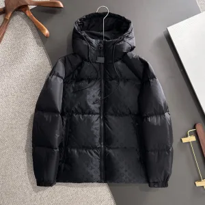 Designer Super Clone Louis Vuitton Down Jacket Red Goose Duck Nylon Jacquard Premium Quality Zippered Pocket