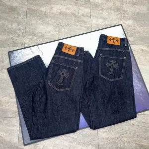 Reps Designer Chrome Hearts Jeans Red Cotton Denim High-Quality Materials