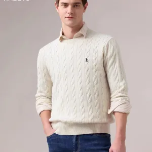 High Quality Designer Hazzys Shirts Red Wool Cable Knit Autumn Winter And Fabric Slimming Cut