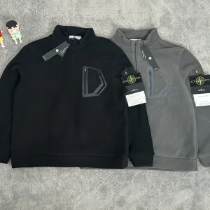 Designer Super Clone Stone Island Hoodie Red Polyester Fleece Ribbed Fabric Exquisite Workmanship Street Style Autumn
