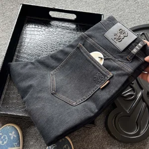 High Quality Super Clone Loewe Jeans Red Cotton Long-Staple Denim Relaxed Fit