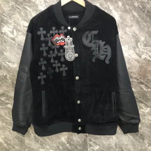 Luxury AAA Chrome Hearts Jacket Silver Sheepskin Corduroy Embroidery