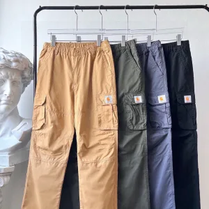 Reps Designer Carhartt Cargo Pants Red Cotton Pure Woven Fabric
