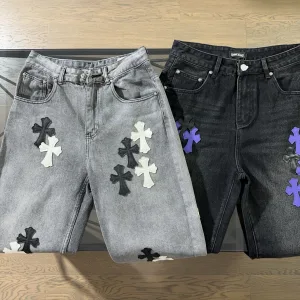 Designer High Quality Chrome Hearts Trousers Red Patch