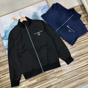 High Quality Reps Prada Coat Blue Polyester Fiber Daily Commute High-End Quality Autumn
