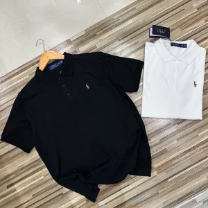 Designer Ralph Lauren Short-Sleeved Shirts Red Mesh Minimalist Style Spring Autumn Embroidery 3D Logo