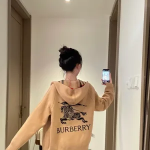 Designer Reps Burberry Coat Ash Wool Cashmere Jacquard