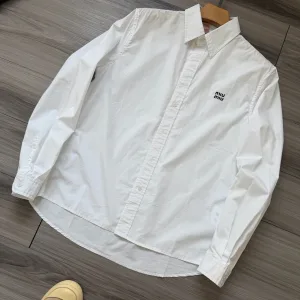 Reps Luxury Miu Long-Sleeved Shirt Red Cotton Pure Embroidery