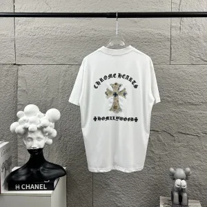Reps Chrome Hearts Short-Sleeved T-Shirt Black Cotton Spring Summer Embroidery Hot Stamping