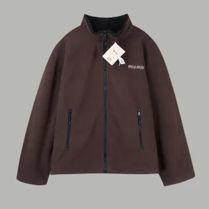 Super Clone Miu Coat Red Cotton Polyester Acrylic Fleece Fabric Spring Embroidery Side Pockets